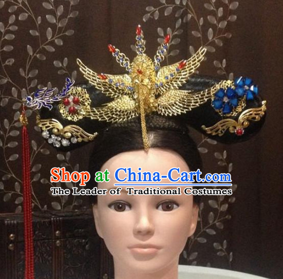 Ancient Chinese Qing Dynasty Wigs Female Wigs Toupee Wig Hair Extensions Sisters Weave Cosplay Wigs Lace and Hair Jewelry for Women