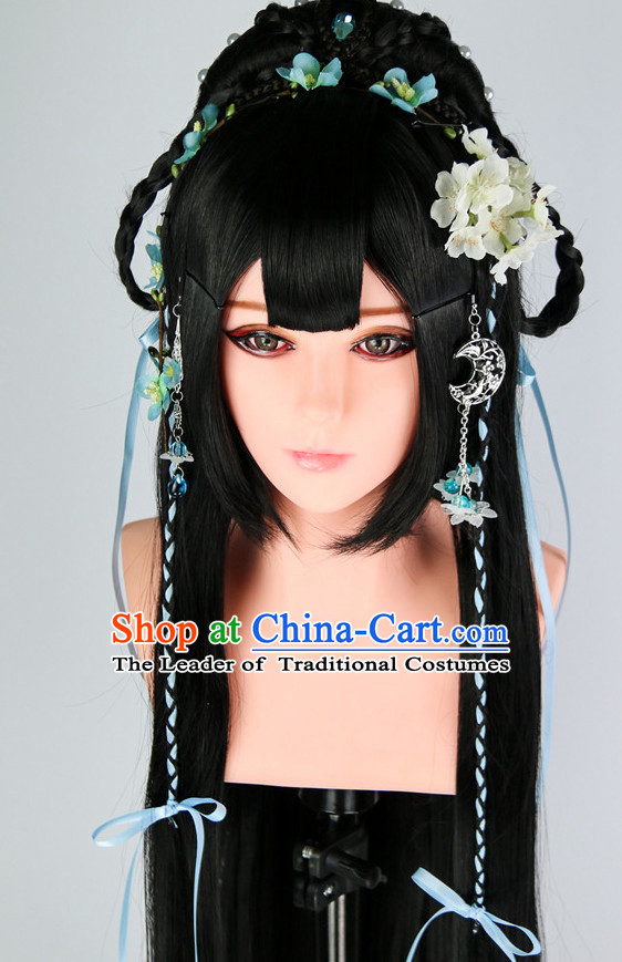 Ancient Chinese Princess Wigs Toupee Wigs Human Hair Wigs Haircuts for Women Hair Extensions Sisters Weave Cosplay Wigs Lace Hair Pieces and Accessories for Women