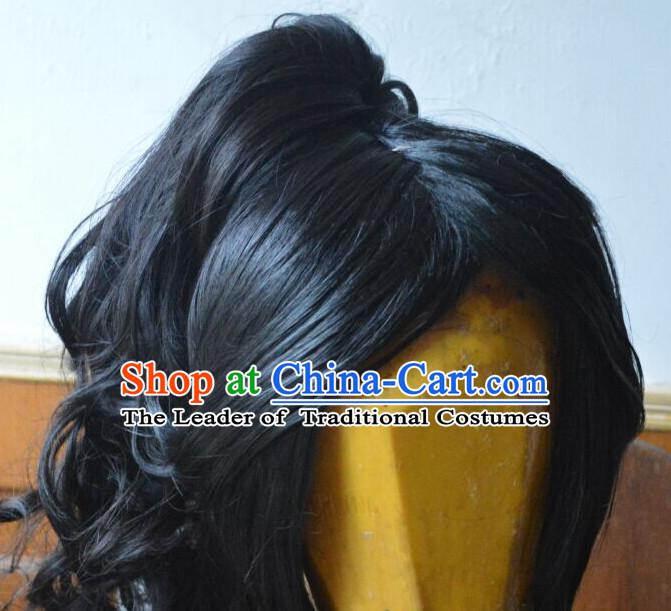 Ancient Chinese Japanese Korean Asian Superhero Long Wigs Cosplay Wig Hair Extensions Toupee Full Lace Front Weave Pieces for Men