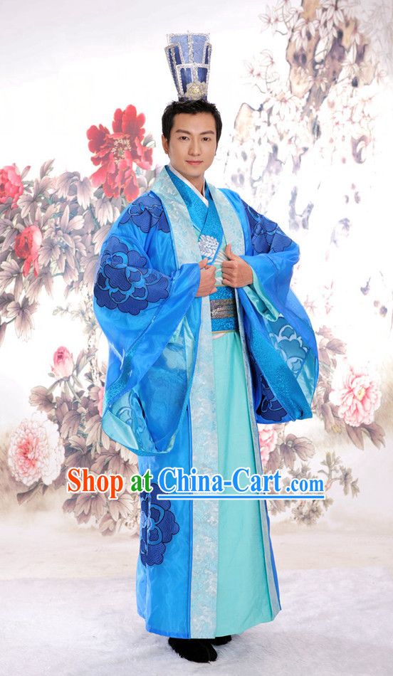 Chinese Traditional Bridegroom Clothing and Hat Complete Set