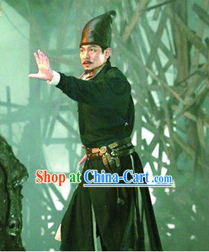 Chinese Black Knight Costume and Hat Complete Set for Men