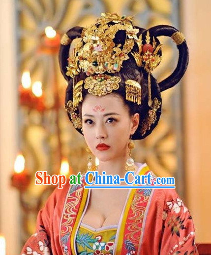 Chinese Classic Empress  Black Wig and Headwear