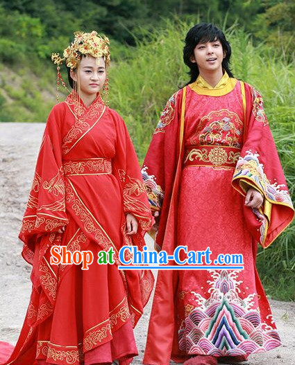China Wedding Hanfu Film Costume 2 Complete Sets
