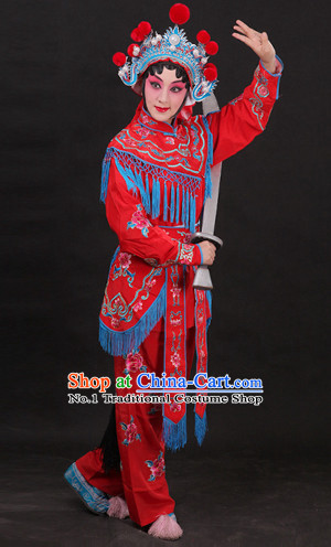 China Peking Opera Superheroine Red Costumes
