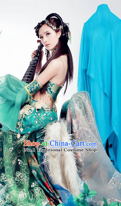 Asian Peacock Princess Feather Costumes Full Set