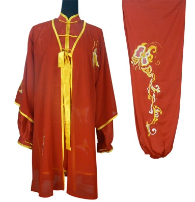 Red Top Tai Chi Championship Uniform and Cape Full Set