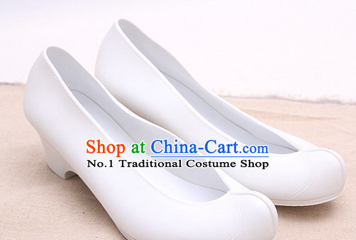 Pure White Korean Boat Shape Shoes for Women