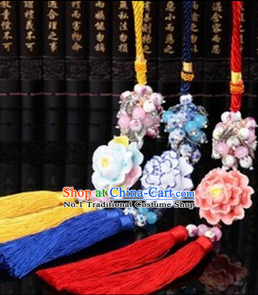 Chinese Ancient Costumes Royal Jade Wearing Accessories Three Pieces Set