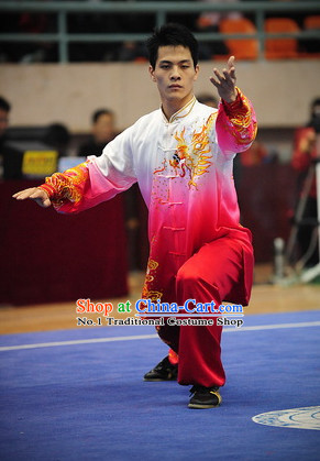 Color Transition Top Asian Chinese Tai Chi Qi Gong Yoga Long Sleeved Uniform for Men
