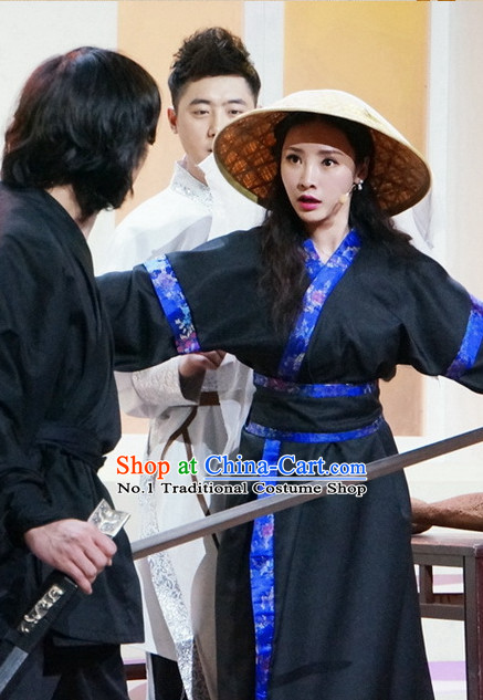 Asian Fashion Chinese Swordswoman Costumes and Hat Complete Set