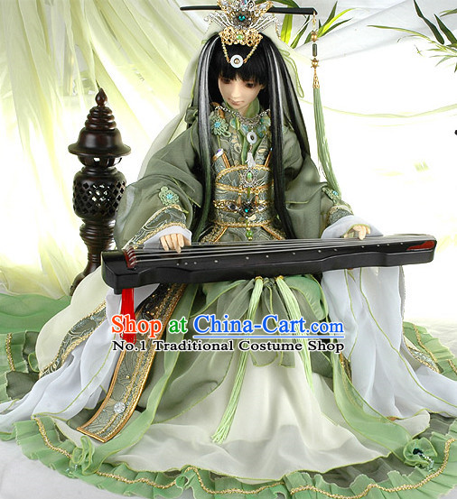 China Civilization Chinese Green Prince Clothing and Hair Jewelry Complete Set for Men
