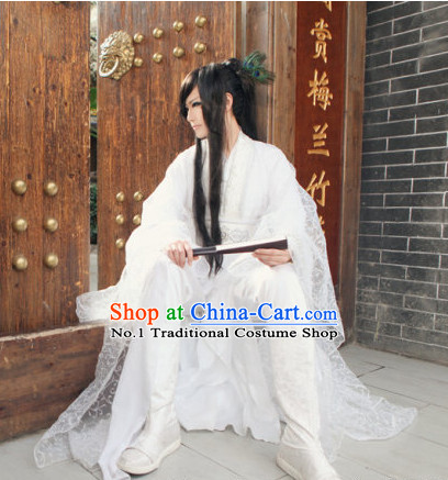 Pure White Chinese Kimono Costumes Asian Fashion Complete Set