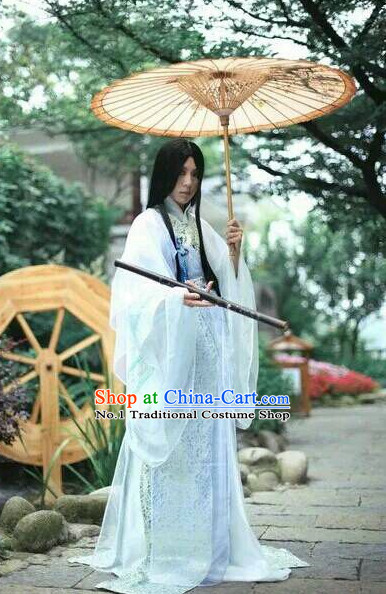 Asian Fashion Chinese Umbrella Hanfu Clothing Complete Set for Men