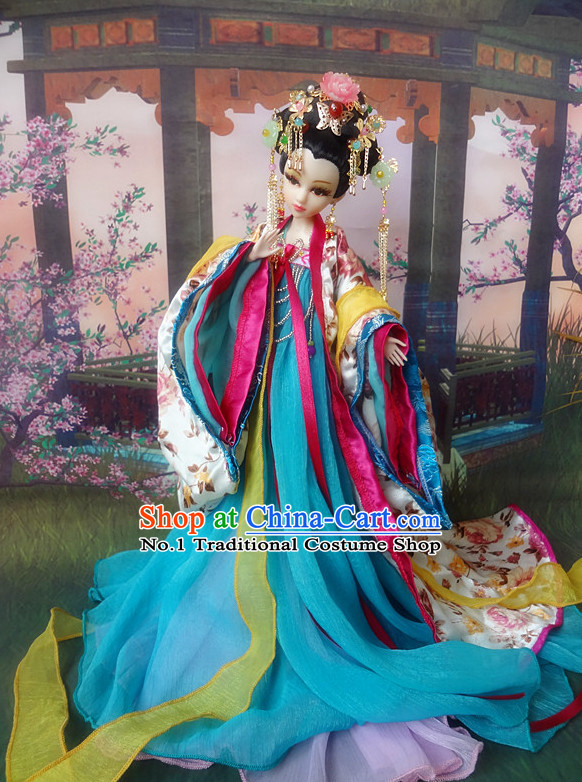 Asian Fashion Chinese Empress Kimono Costumes and Hair Jewelry Complete Set