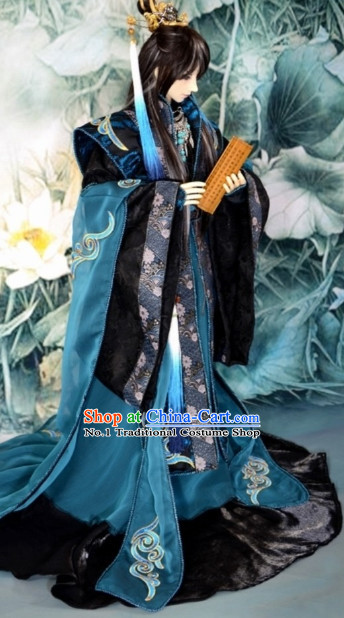 Asia Fashion China Civilization Chinese Emperor Costume and Hair Jewelry Complete Set