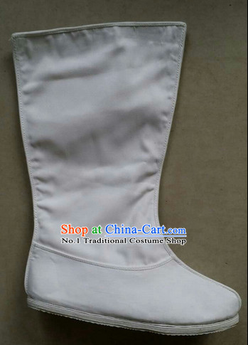Handmade Asian Chinese Traditional Pure White Hanfu Boots online Ancient Boots