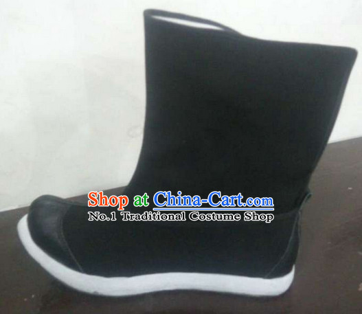 Handmade Chinese Traditional Men Black Leather Shoes Footwear