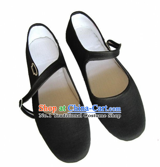 Black Handmade Chinese Traditional  Fabric Shoes Footwear