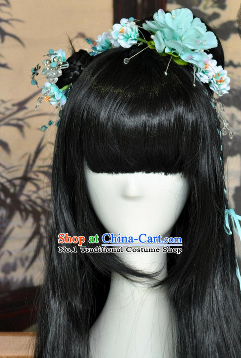Asian Traditional Chinese Long Wig Ancient Costumes Wigs and Hair Decorations