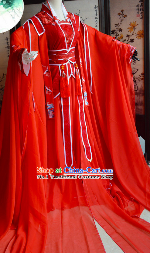 Chinese Traditional Red Wedding Dress Complete Set