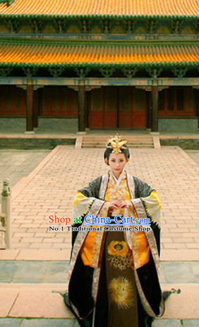China Fashion Chinese Ancient Costume Female Emperor Wu Zetian Costume and Hair Jewelry Complete Set