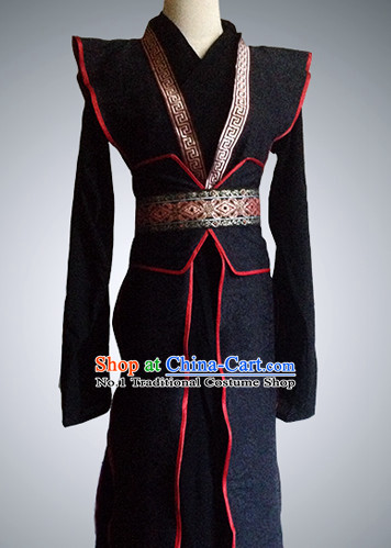 Chinese Black Swordsman Costumes Complete Set for Men