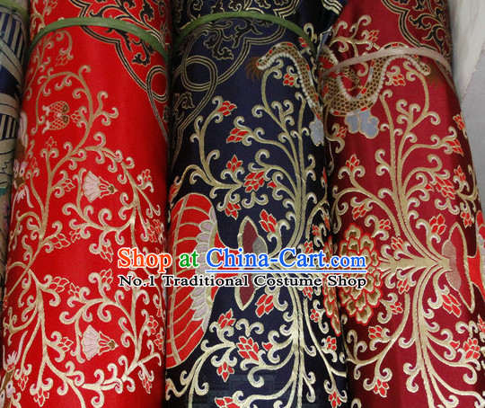 Chinese Tibetan Style Silk Brocade Embroidered Fabric Dress Material