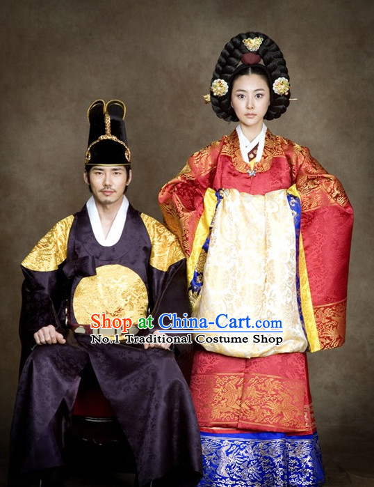 Traditional Korean Emperor and Empress Clothing 2 Complete Sets