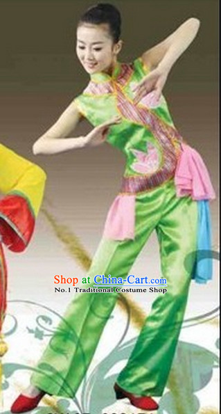 Chinese Costumes Fan Dance Costume Complete Set for Women