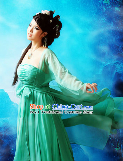 Chinese Traditional National Costume Green Hanfu