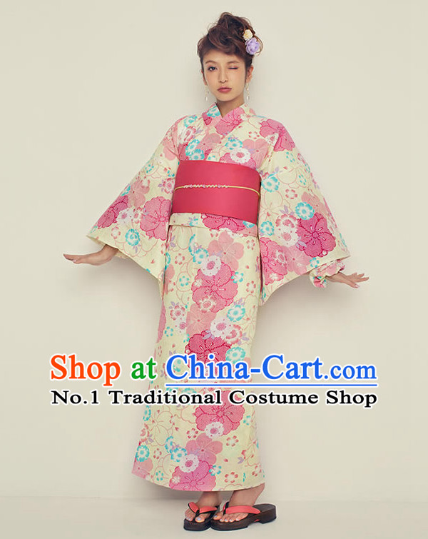 Japanese Traditional Yukata Female Kimono Complete Set