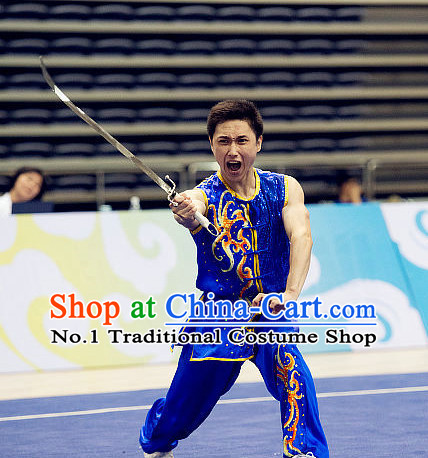 Top Short Sleeves Martial Arts Uniforms Supplies Kung Fu Southern Swords Broadswords Competition Uniform for Men