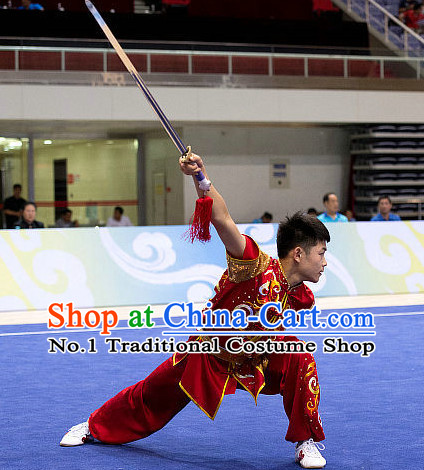 Top Embroidered Martial Arts Uniform Supplies Kung Fu Southern Swords Broadswords Championship Competition Superhero Uniforms for Men