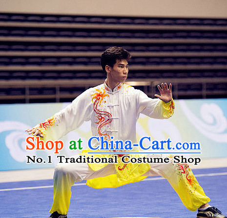 Top Embroidered Cloud Tai Chi Swords Championship Costumes Taijiquan Uniforms Quigong Uniform Thaichi Martial Arts Qi Gong Kung Fu Combat Clothing Competition Clothes for Men