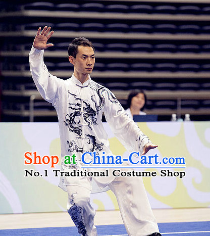 Top Tai Chi Championship Dragon Costumes Taijiquan Uniforms Martial Arts Qi Gong Kung Fu Combat Clothing Competition Uniform for Men