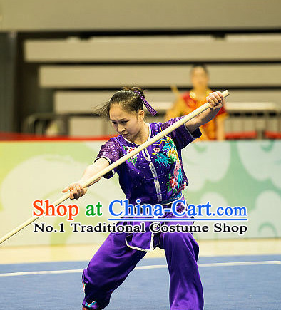 Top Purple Kung Fu Stick Competition Uniforms Kungfu Training Suit Kung Fu Clothing Kung Fu Movies Costumes Wing Chun Costume Shaolin Martial Arts Clothes for Women