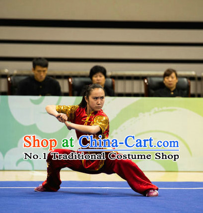 Top Red Chinese Martial Arts Competition Uniform Kung Fu Suit Eagle Fist Mantis Boxing Monkey Fist Gongfu Costumes Complete Set for Women