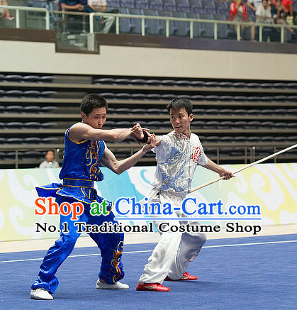 Top Blue China Southern Fist Kung Fu Uniform Martial Arts Uniforms Kungfu Suits Competition Costumes Complete Set