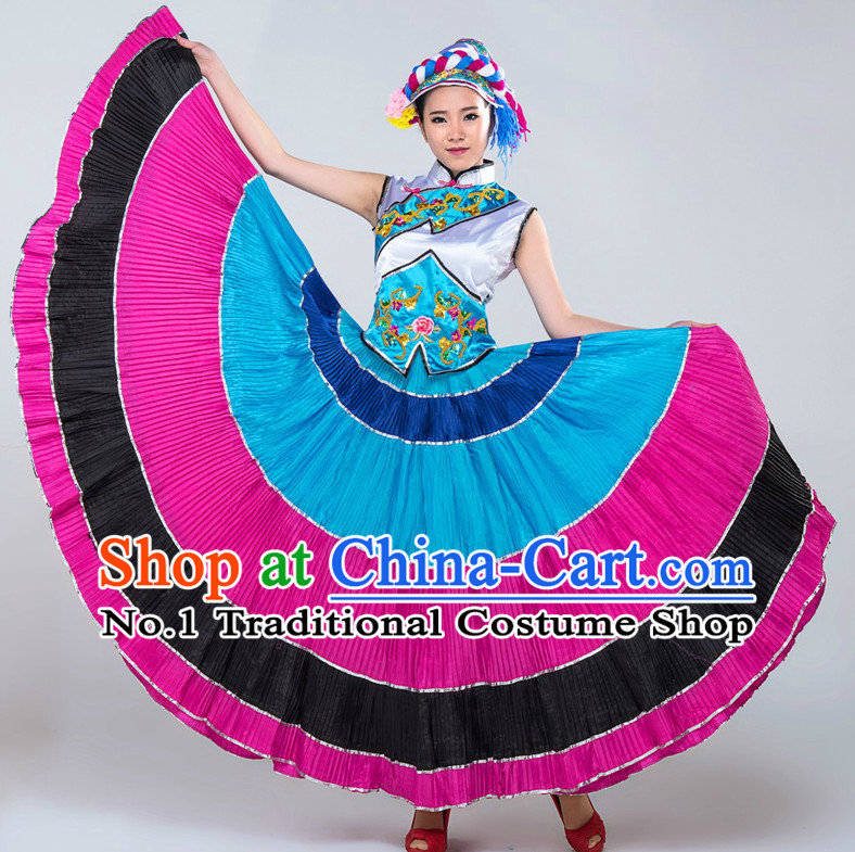 Chinese Ethnic Girls Dancewear Dance Costumes for Competition