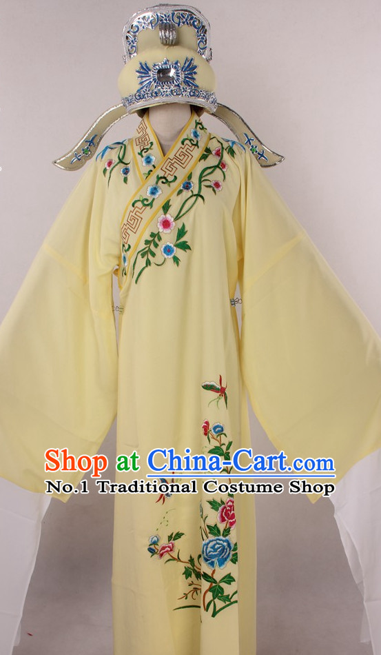 Chinese Culture Chinese Opera Costumes Chinese Cantonese Opera Beijing Opera Costumes Xiao Sheng Costume and Hat Complete Set for Men