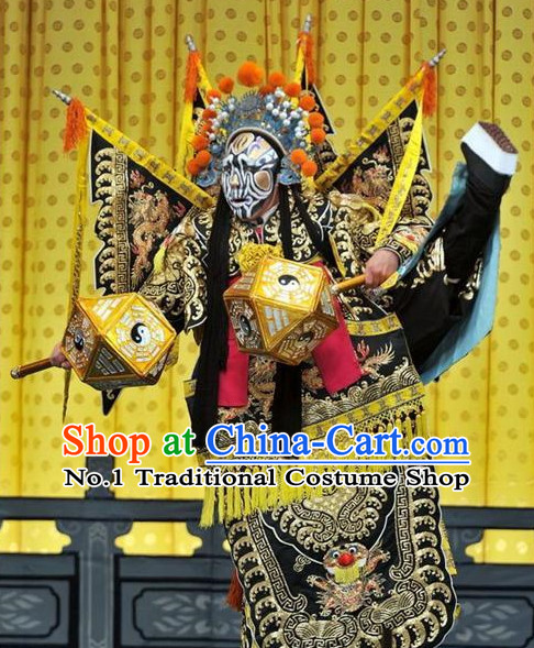 Asian Chinese Beijing Opera Peking Opera Superhero Costumes and Helmet Complete Set