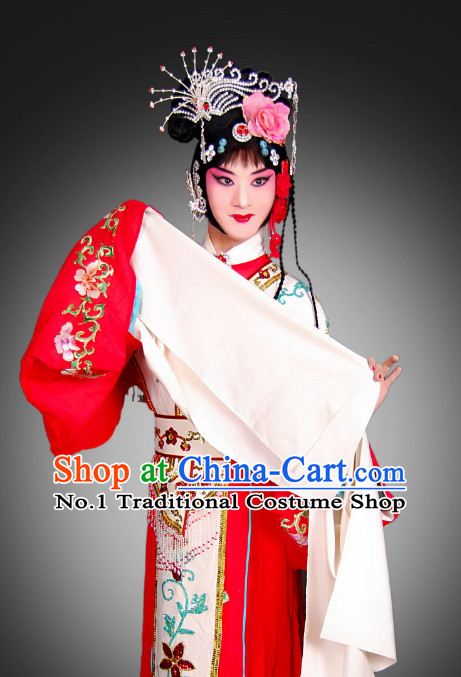 Traditional Chinese Beijing Opera Hua Dan Hua Tan Costumes and Hair Accessories Complete Set for Women
