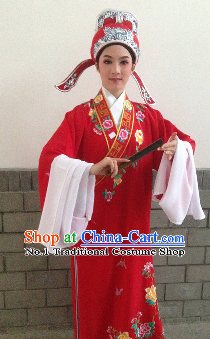 Chinese Opera Costumes National Costume Xiao Sheng Costumes and Hat Complete Set