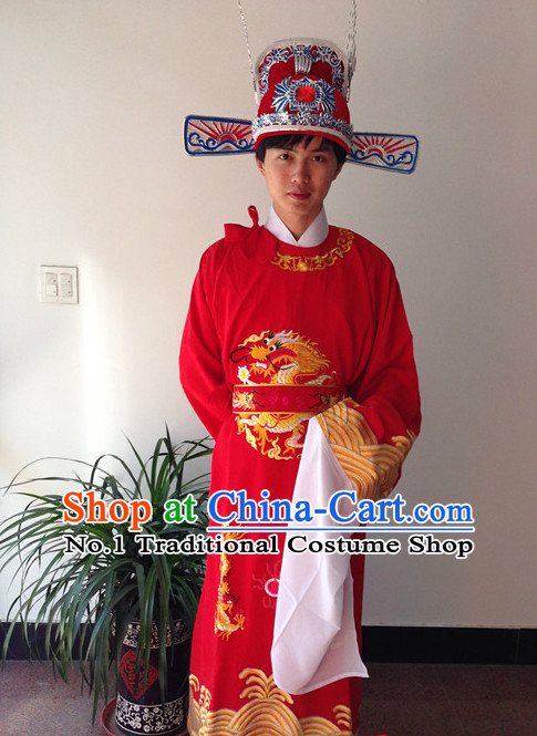 Long Sleeve Chinese Opera Bridegroom Costumes and Hat Complete Set