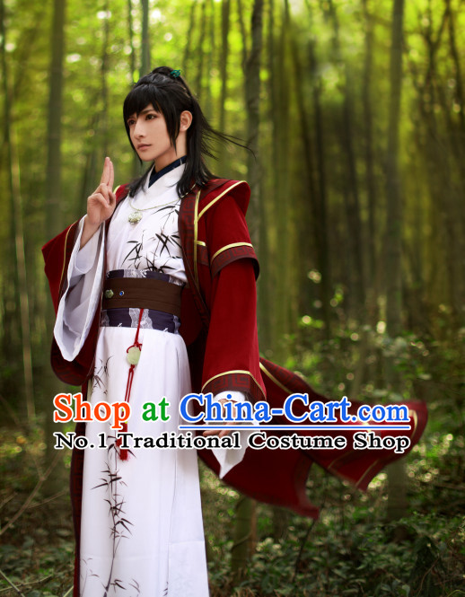 Asia Fashion Top Chinese Bamboo Hanfu Dress Complete Set for Men