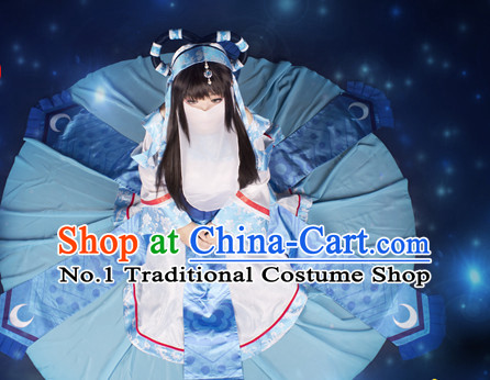 Asia Fashion Chinese Fairy Cosplay Costumes and Hair Accessies Complete Set