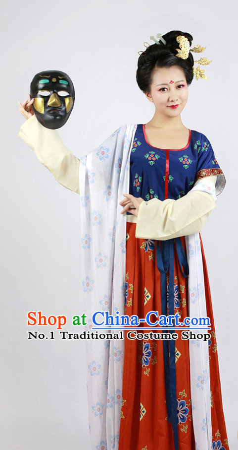 Chinese Ancient Tang Dynasty Clothing and Hair Jewelry Complete Set