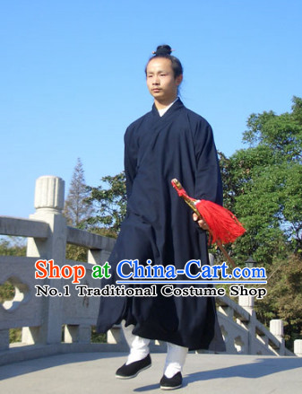 Chinese Dark Blue Taoist Clothing for Men