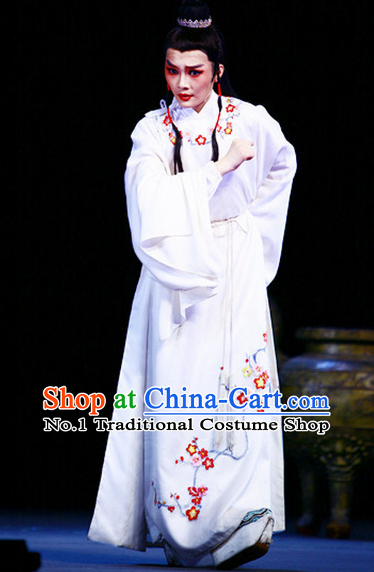 Asian Chinese Traditional Dress Theatrical Costumes Ancient Chinese Clothing Young Scholar Costumes and Hat Complete Set for Men or Women