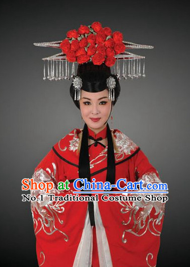Asian Chinese Traditional Dress Theatrical Costumes Ancient Chinese Clothing Opera Empress Wedding Costumes and Hair Accessories